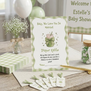 We Love You So Matcha Gingham Diaper Raffle  Enclosure Card