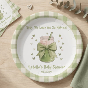 We Love You So Matcha Green Tea Baby Shower Paper Plate