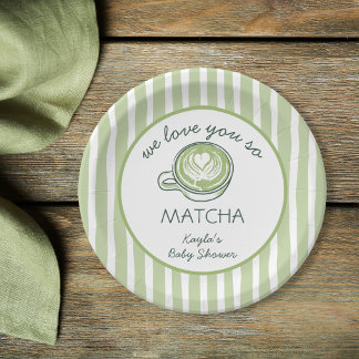 We Love You So Matcha Green Tea Baby Shower Paper Plate