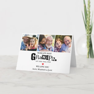 We love you World's Best Grandpa Grankids Photos Card