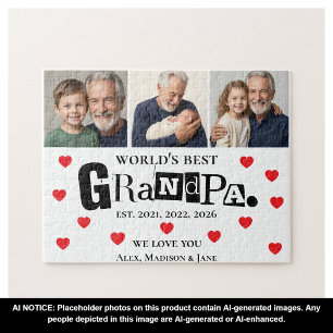 We love you World's Best Grandpa Grankids Photos Jigsaw Puzzle