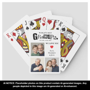 We love you World's Best Grandpa Grankids Photos Playing Cards