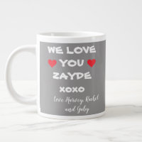 We Love You Zayde Personalised Grey/White + Hearts