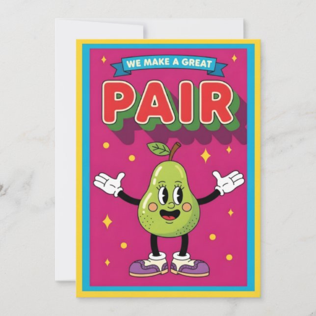 We Make a Great Pair fun fruit lover kawaii pear Thank You Card (Front)