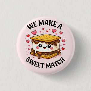 We Make A Sweet Match — Cute and Asthetic Patches 3 Cm Round Badge