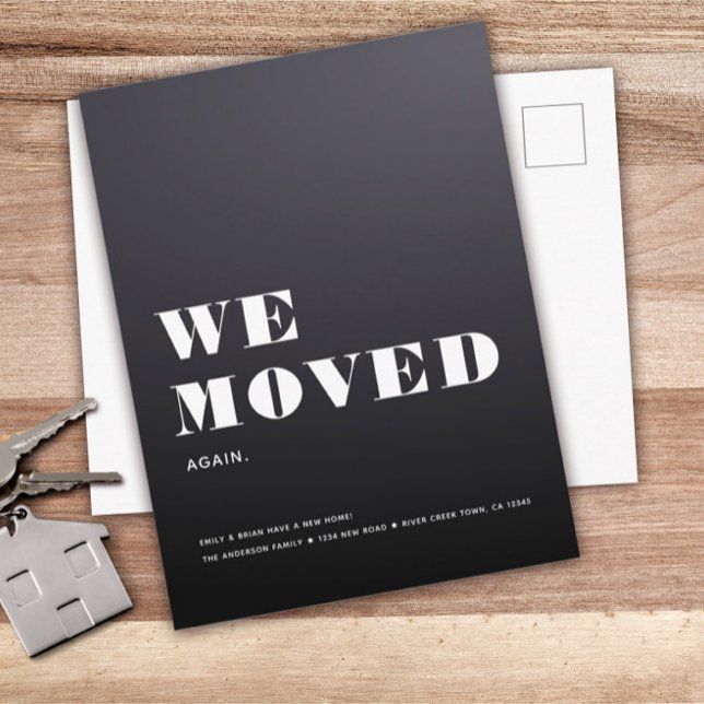 WE MOVED AGAIN Simple Modern Minimalist Moving Ann Announcement Postcard (Creator Uploaded)