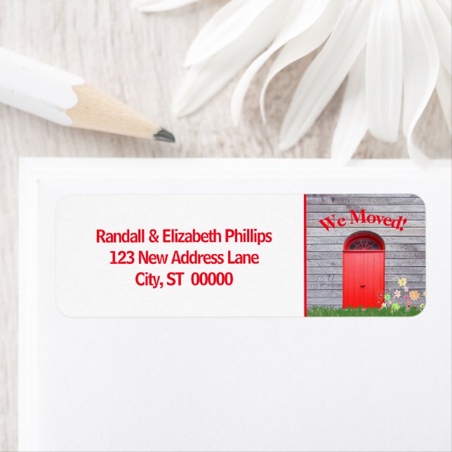 We Moved Announcement Red Flowers Double Doors (Insitu)