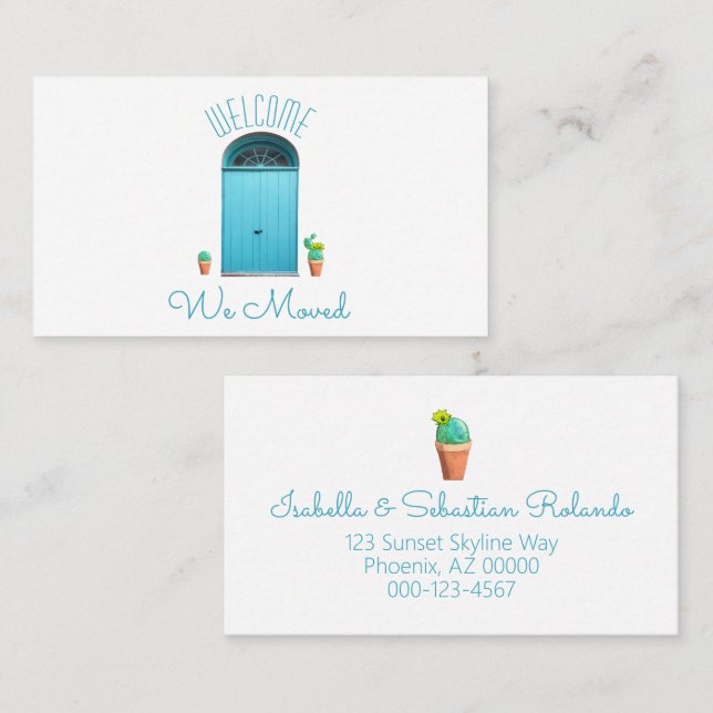 We Moved Announcement Southwest Cactus Blue Doors (Front/Back)