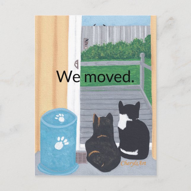 We moved, Cat Lovers Postcards (Front)