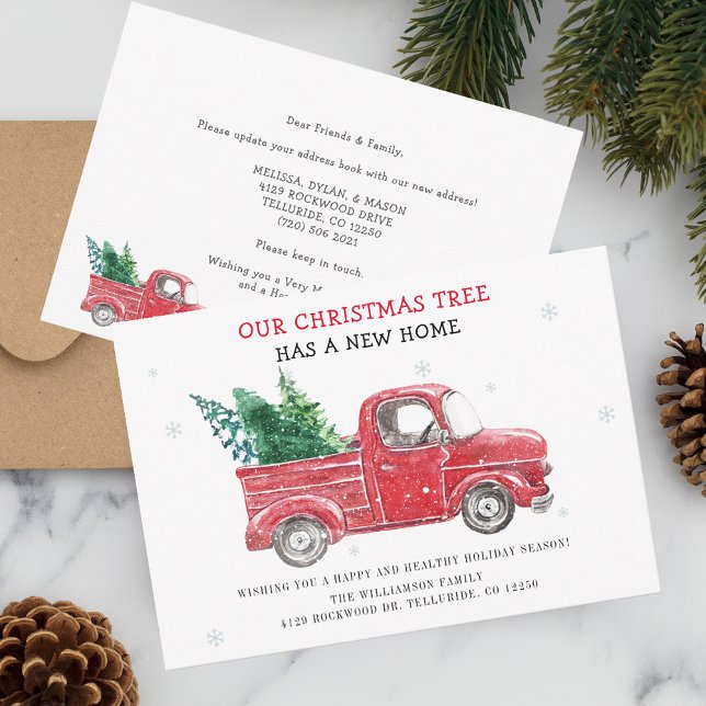 We Moved Christmas Holidays Moving Announcement (Christmas Holidays Tree Has Moved Red Truck Moving Announcement)