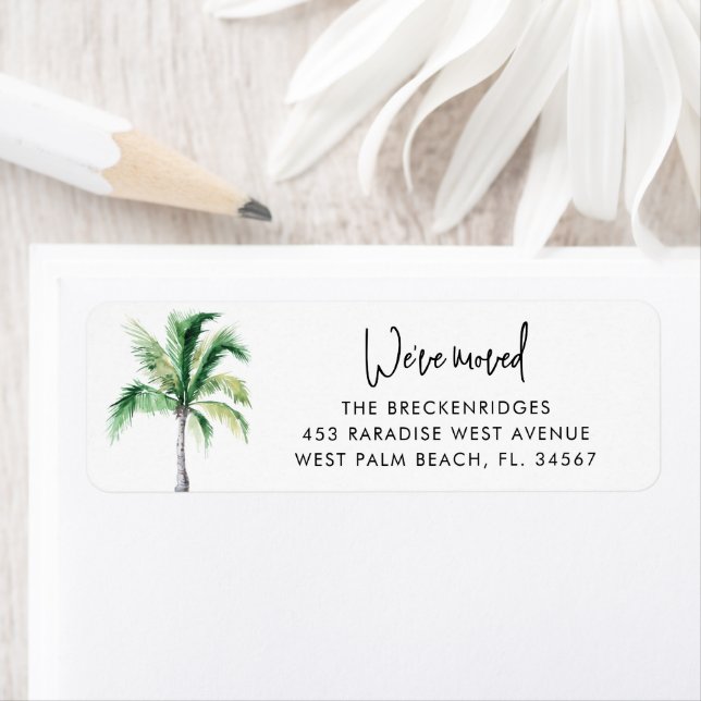 We Moved Coastal Palm Tree Script Return Address (Insitu)