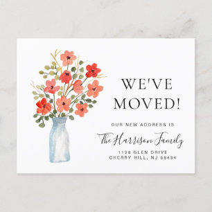 We Moved Floral Watercolor Moving Announcement Postcard