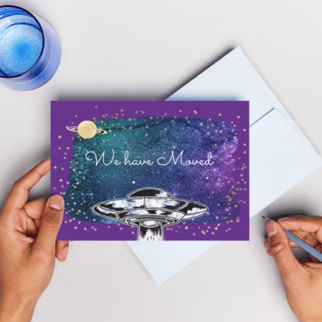 We moved - funny UFO Postcard (Creator Uploaded)