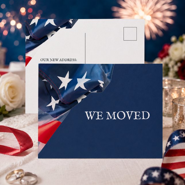 We Moved New Address American Flag Postcard (Creator Uploaded)