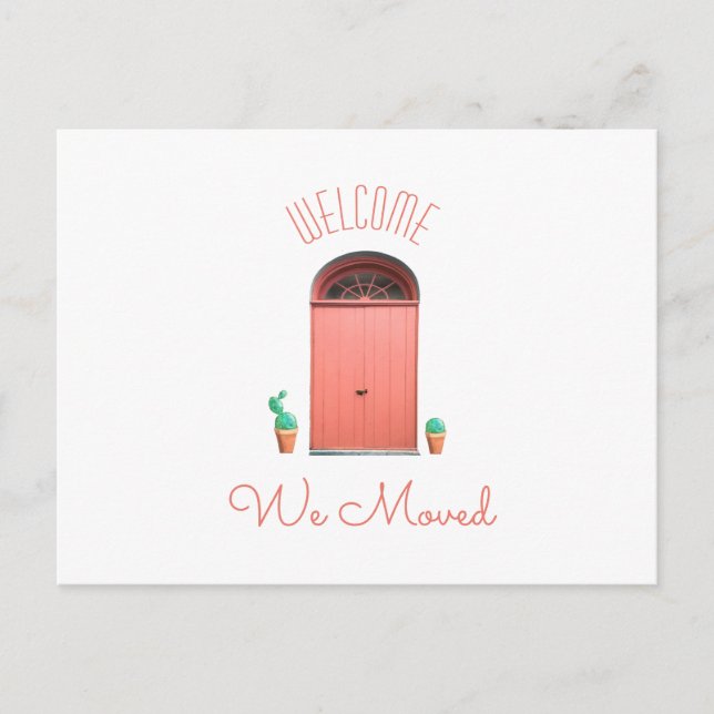 We Moved New Address Southwest Coral Doors Cactus Announcement Postcard (Front)