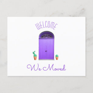 We Moved New Address Southwest Purple Doors Cactus Announcement Postcard