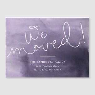We Moved! Purple Hand-lettered New Address Magnet