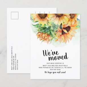 We Moved Sunflower Floral Moving Announcement Postcard