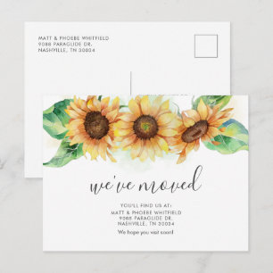 We Moved Watercolor Sunflower Moving Announcement Postcard
