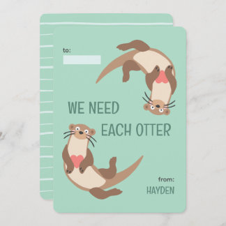 We need each otter classroom valentine's day card