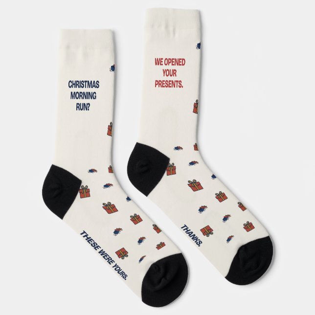 We Opened Your Presents Funny Running Christmas Socks (Right)