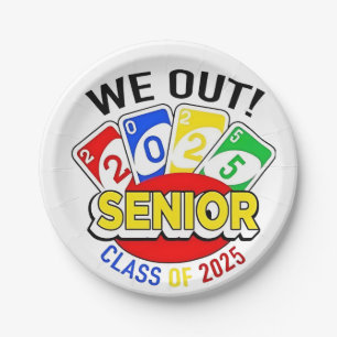 We Out Senior 2025 Gambling Game Graduation Paper Plate