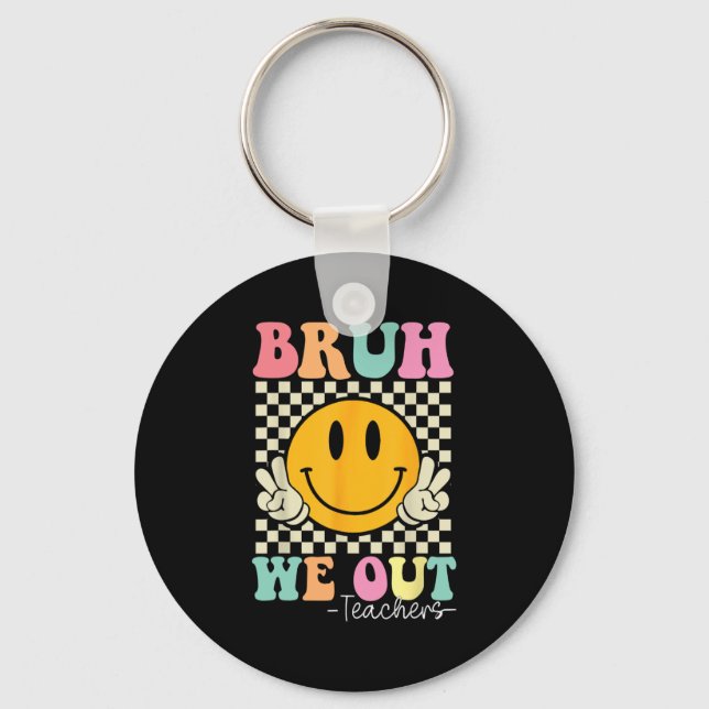 We Out Teachers Cute End Of School Groovy Summer F Key Ring (Front)
