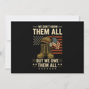 We Owe Them All Patriotic Veterans Day Memorial  Invitation