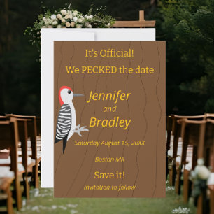 We Pecked the Date Funny Woodpecker Invitation