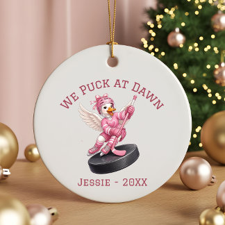 We Puck at Dawn Personalised Girls Hockey Ornament