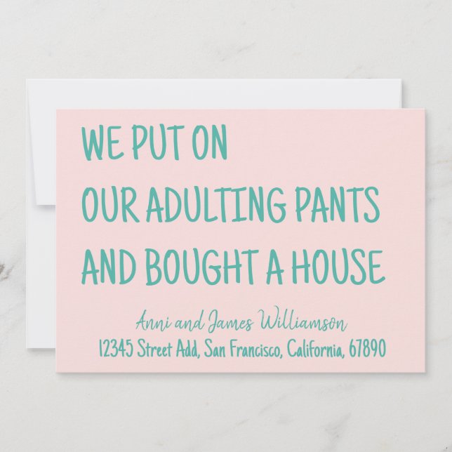 We Put On Our Adulting Pants And Bought A House  Announcement (Front)