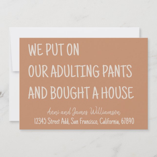 We Put On Our Adulting Pants And Bought A House  Announcement (Front)