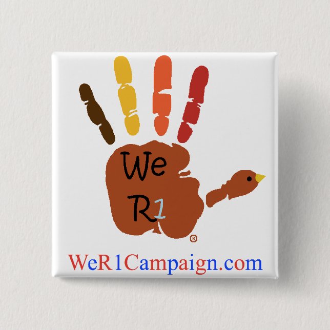 We R1 Thanksgiving Hand Button (Front)