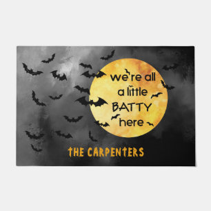 ”We’re all a little BATTY here” Personalised Doormat