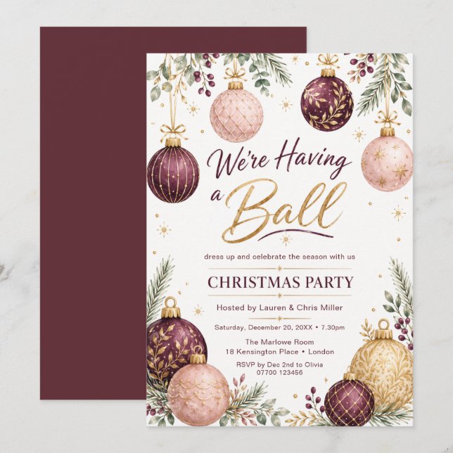 We’re Having a Ball Christmas Party Invitation (Front/Back)
