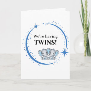 We’re Having Twins Boys Blue Birth Announcement