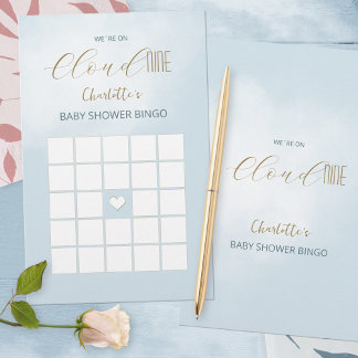 We´re on Cloud 9 Blue Baby Shower Bingo Game