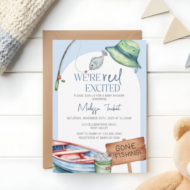 We’re Reel Excited, fishing-themed baby shower  Invitation (Creator Uploaded)