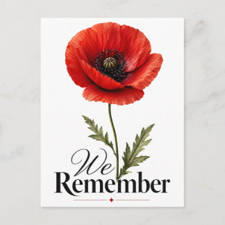 We Remember – Red Poppy Memorial Day Tribute Postcard