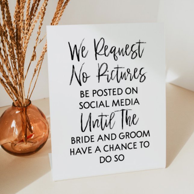 We Request No Pictures Wedding Foam Board Pedestal Sign (Creator Uploaded)