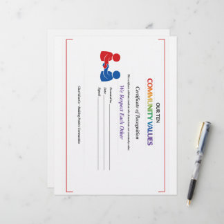 We Respect Each Other Certificate Stationery Paper Custom Letterhead
