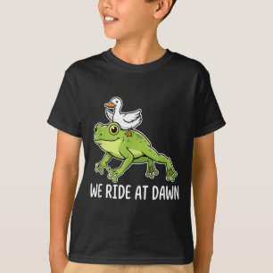 We Ride At Dawn Funny Duck Riding Frog Chaotic Ani T-Shirt