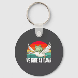 We Ride At Dawn Funny Frog Riding Goose Chaotic An Key Ring