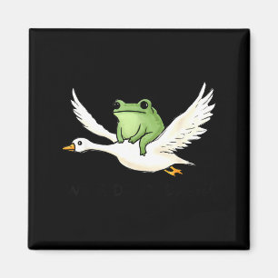 We Ride At Dawn Funny Frog Riding Goose Chaotic An Magnet
