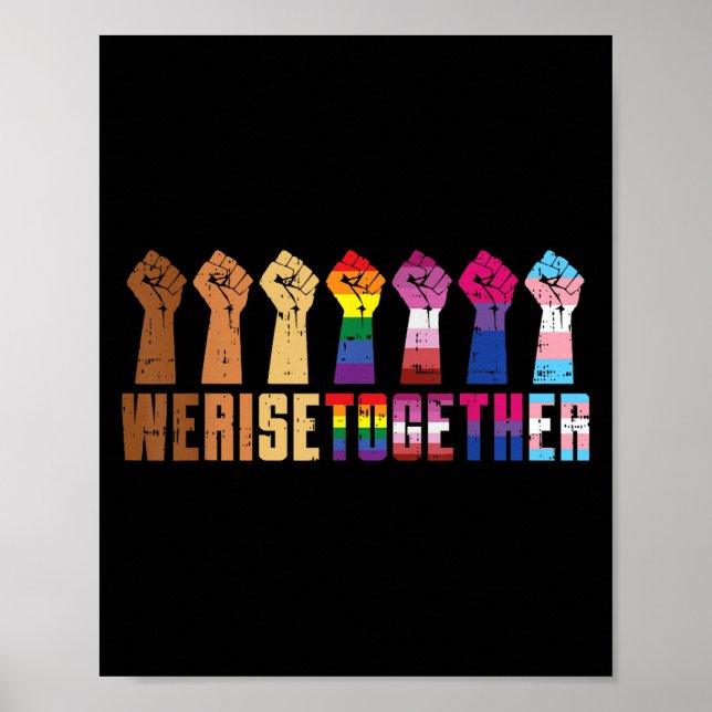 We Rise Together Black Pride Blm Lgbt Raised Fist  Poster (Front)