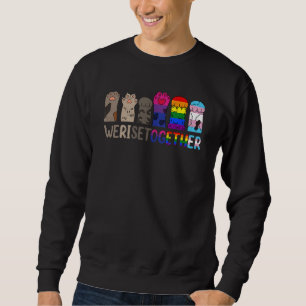 We Rise Together Gay Pride Cat Paw Print Kitten LG Sweatshirt