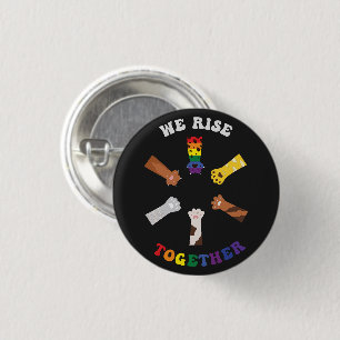 We Rise Together   Paw Print   Diversity   Unity 3 Cm Round Badge