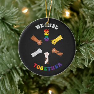 We Rise Together Paw Print Diversity Unity Ceramic Tree Decoration