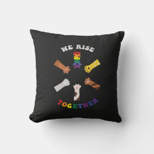 We Rise Together   Paw Print   Diversity   Unity Cushion