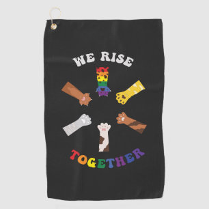 We Rise Together Paw Print Diversity Unity Golf Towel